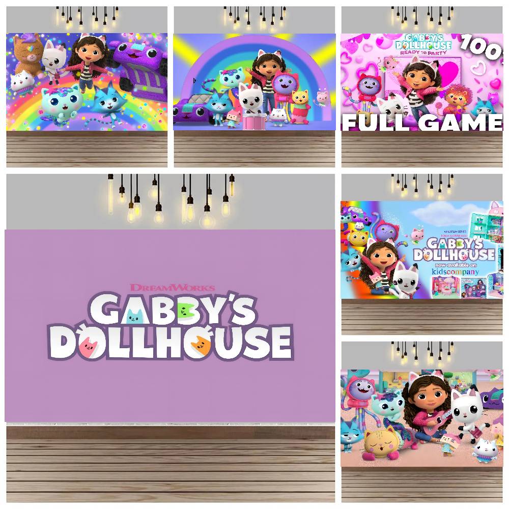 Photography Sport - Cartoon Gabby Dollhouse Photography Background Party