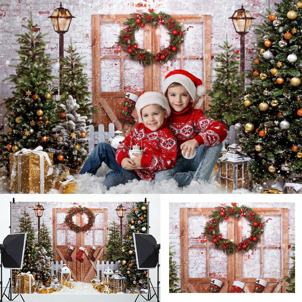 Photography Backdrop Muslin - Merry Christmas Backdrop Xmas Tree Fireplace
