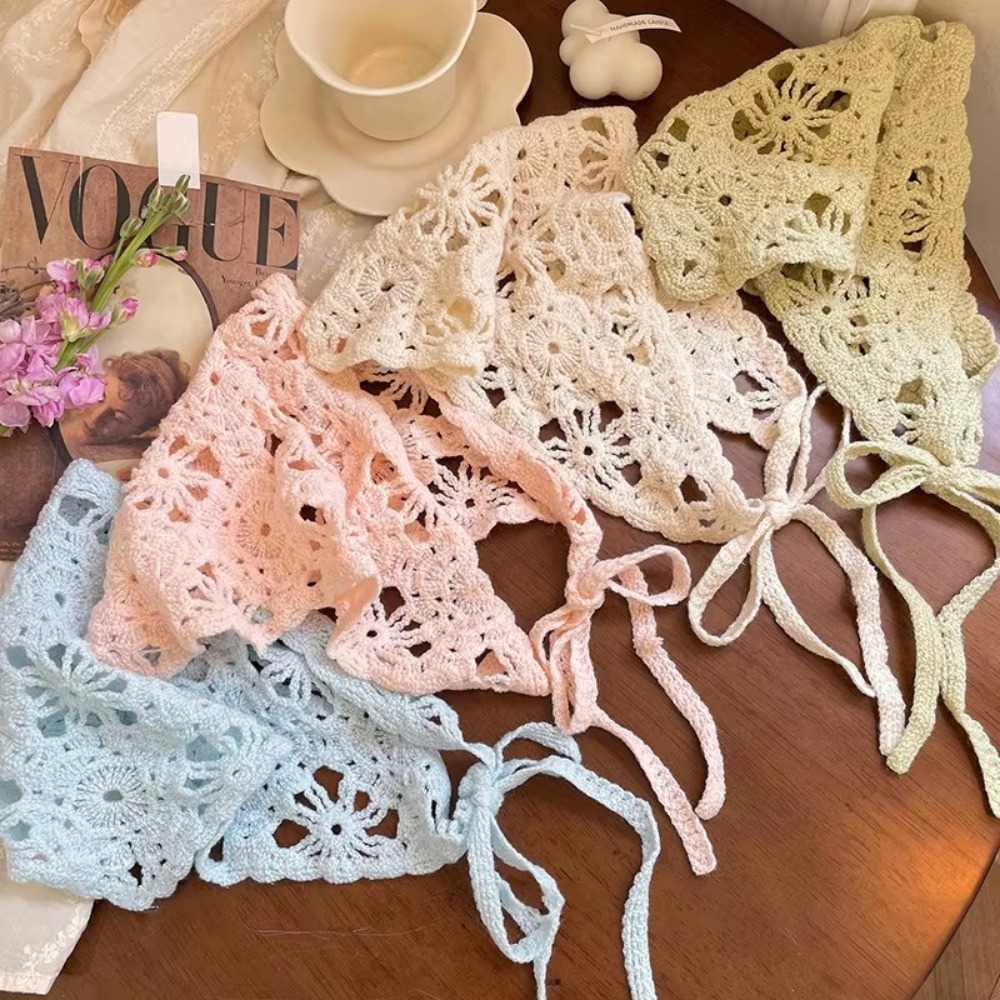 Photography Triangle - Retro Handmade Knitted Headscarf Hat Hollowed