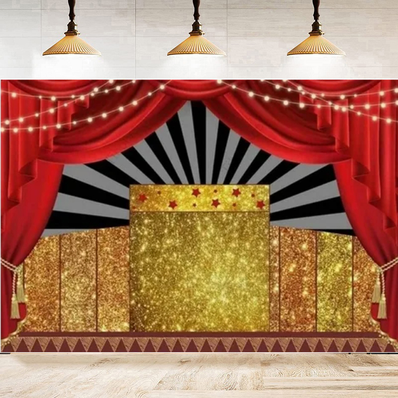 Photography Award - Golden Glitter Red Curtain Photography Backdrop