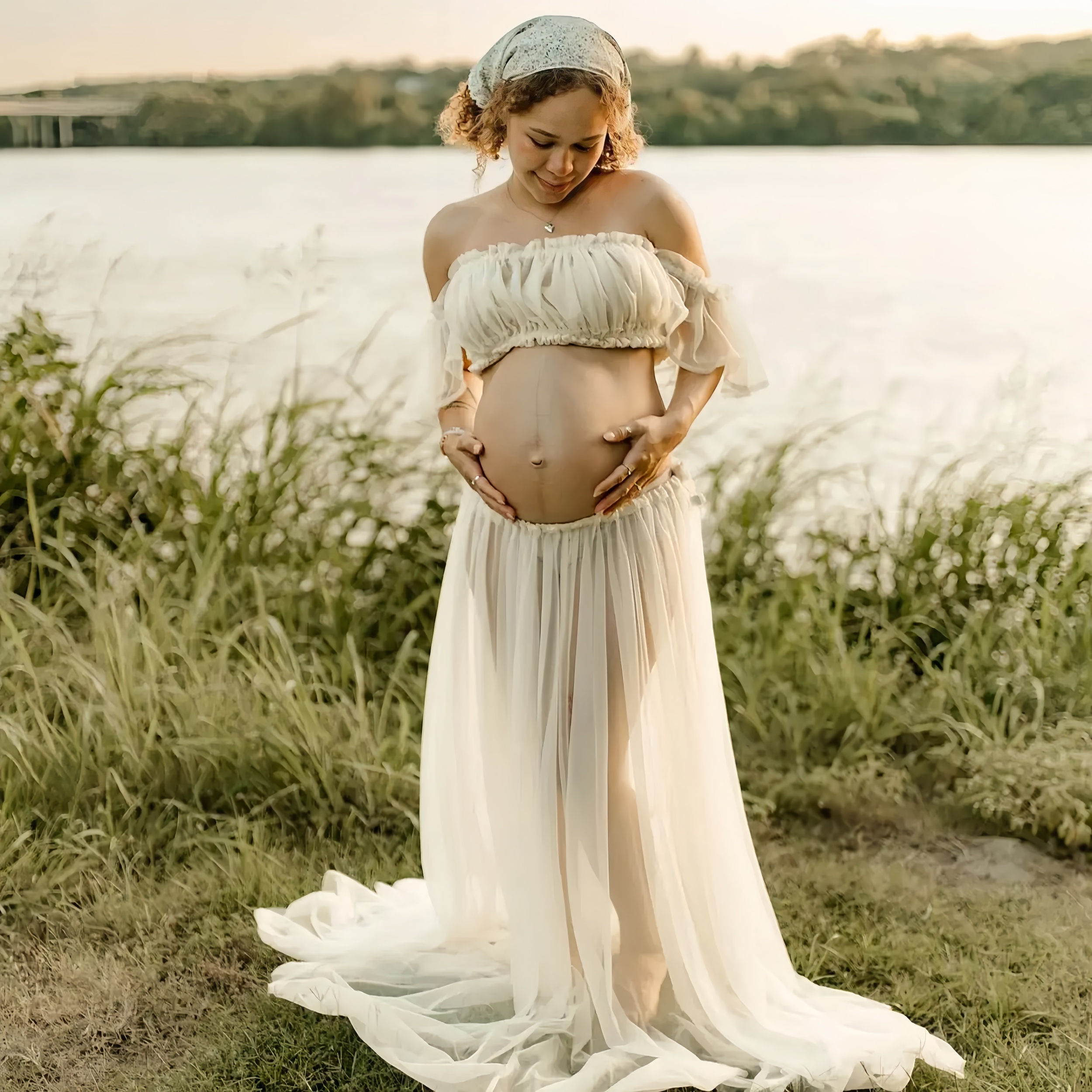 Photography Outfit - 2 in 1 Chiffon Matenity Photo