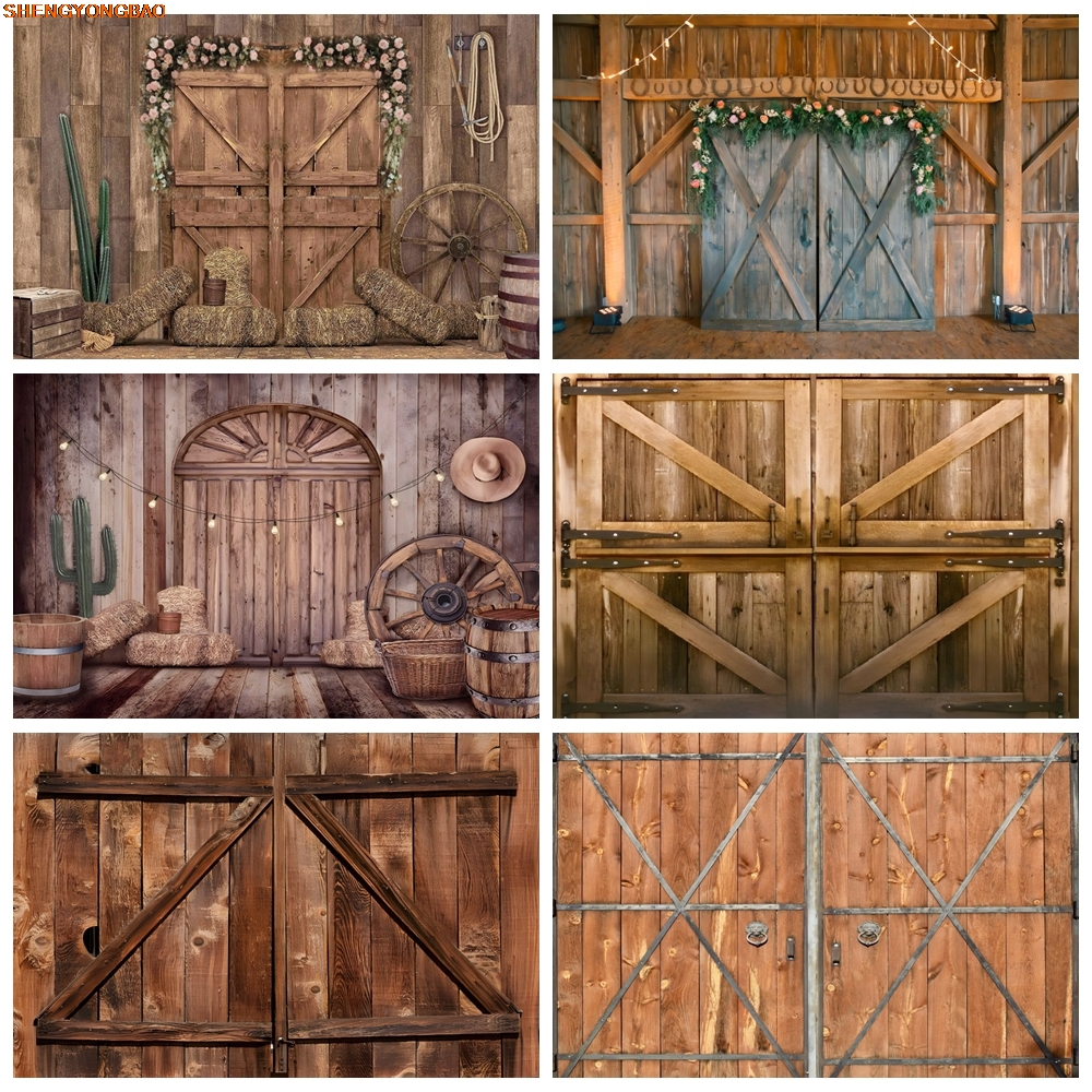 Photography Backdrop Muslin - Rustic Wood Door Backdrop Vintage Wood