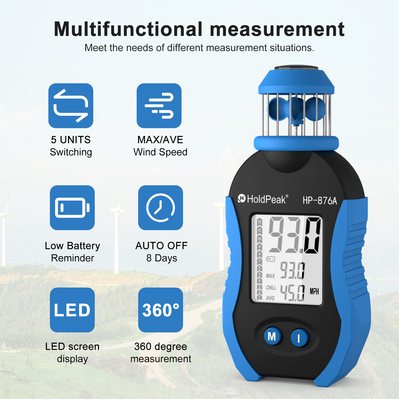 Photography Hp - HP-876A Handheld Cup Anemometer Wind Speed