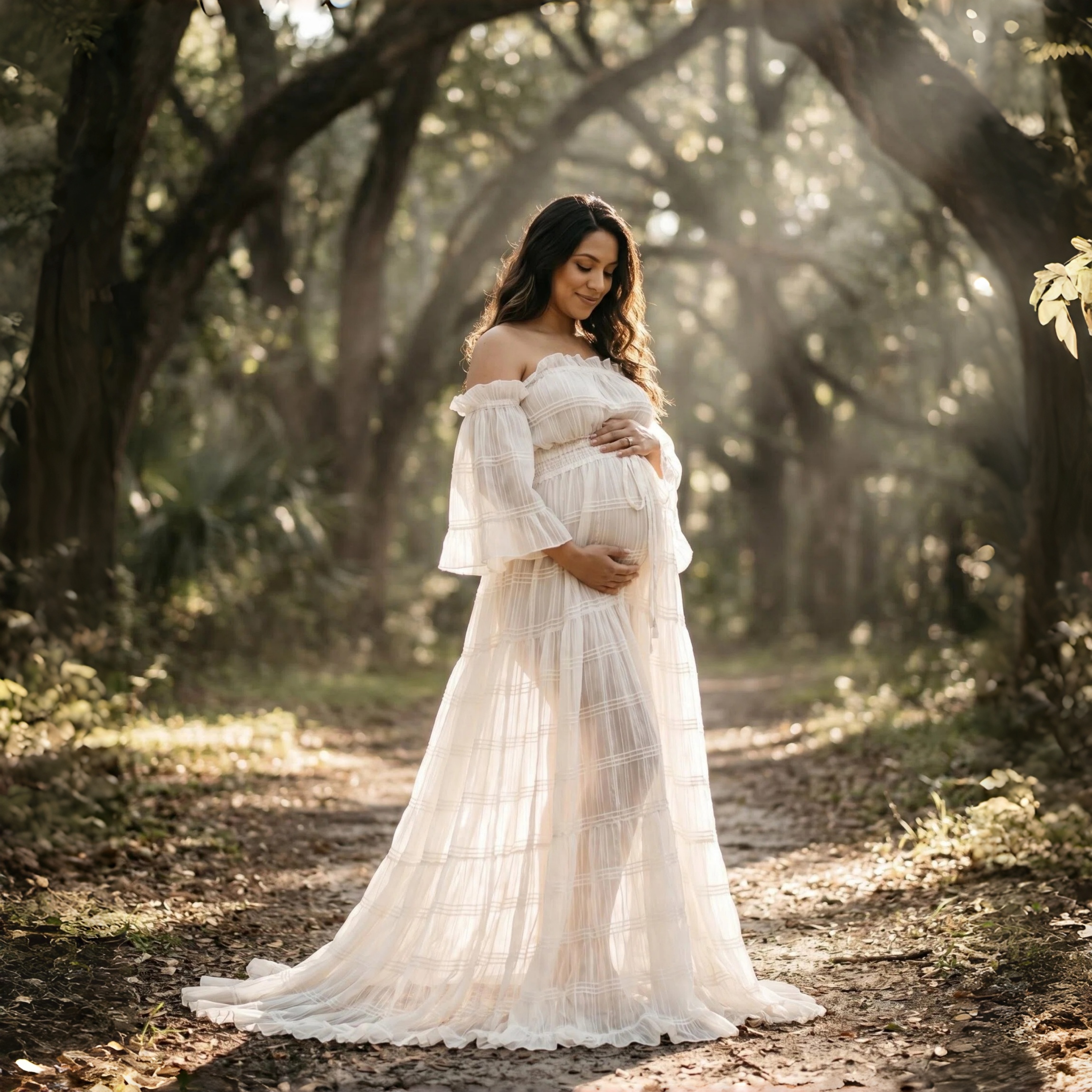 White Pleated Chiffon Maternit - Photography Outfit avis et prix