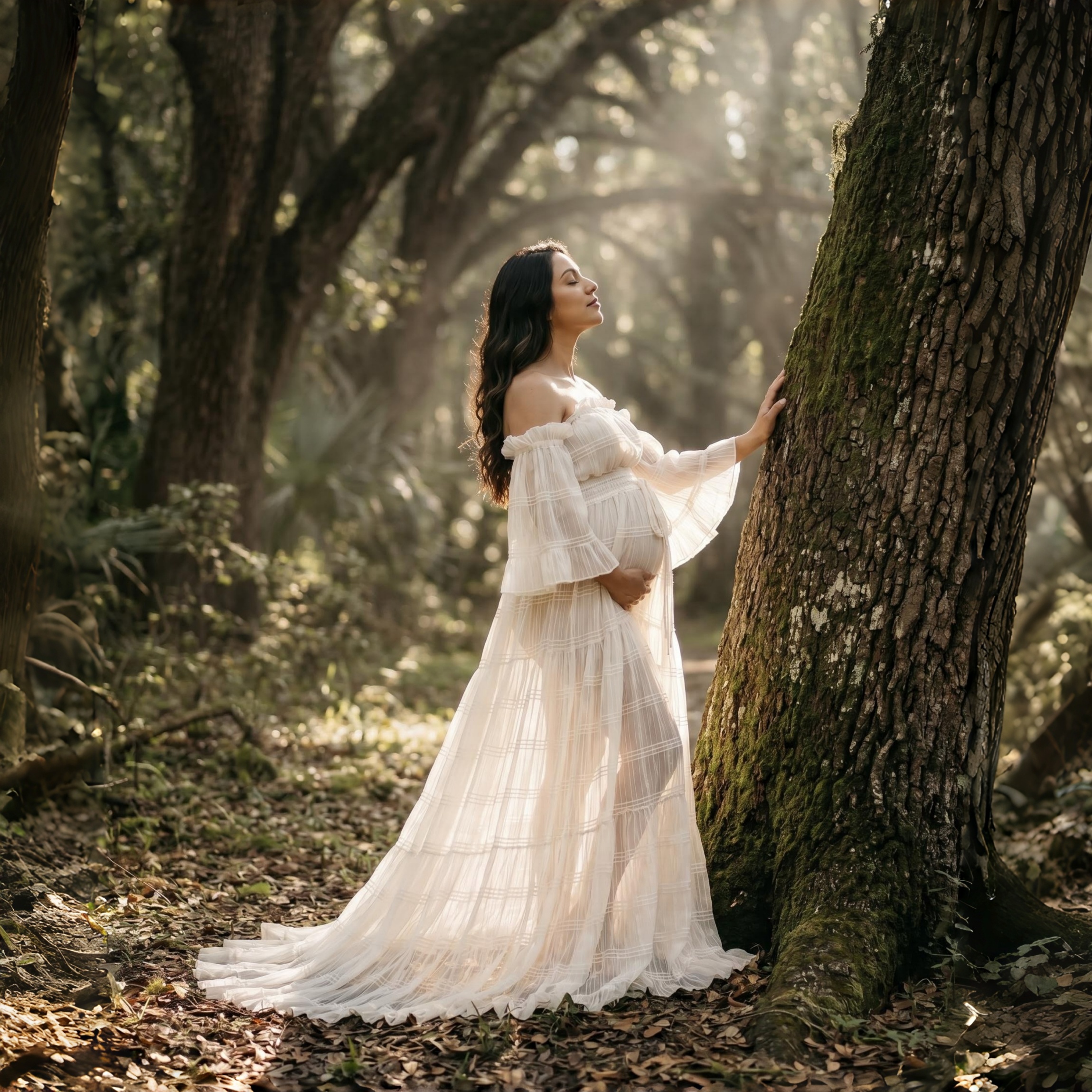 White Pleated Chiffon Maternit - Photography Outfit avis et prix