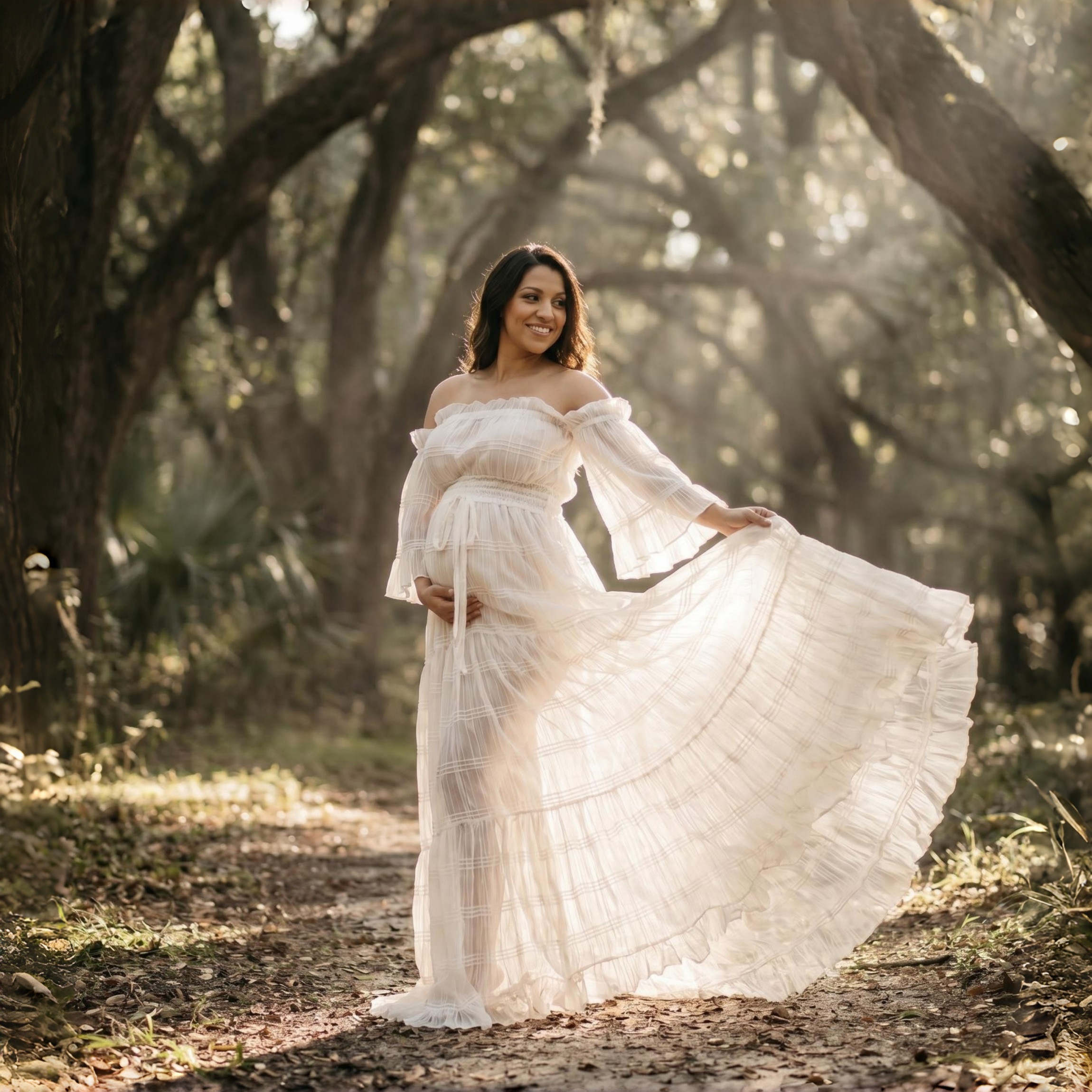 White Pleated Chiffon Maternit - Photography Outfit avis et prix