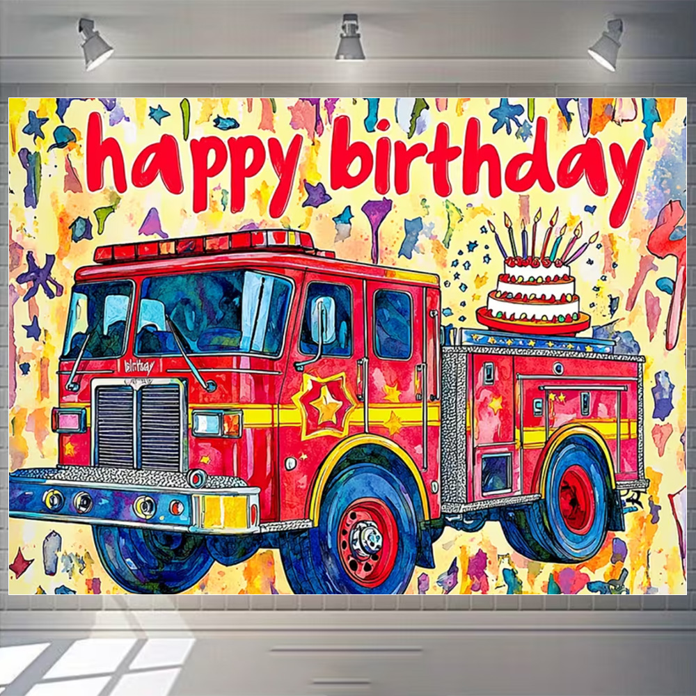 Cartoon Firetruck Theme Boy Bi - Photography Sport avis et prix