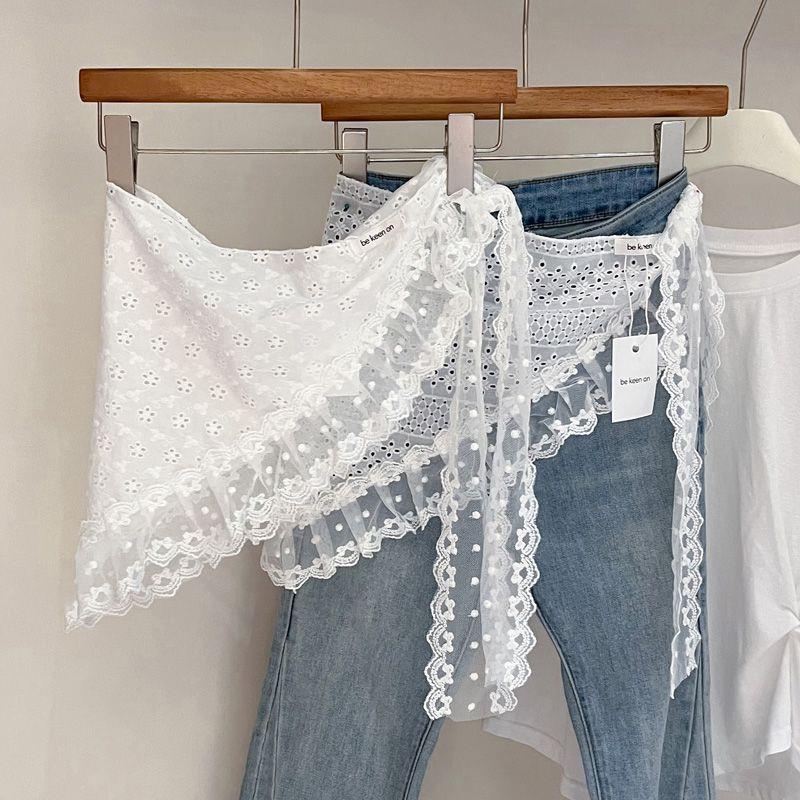 Retro Lace Trim Scarf Women Tr - Photography Triangle avis et prix