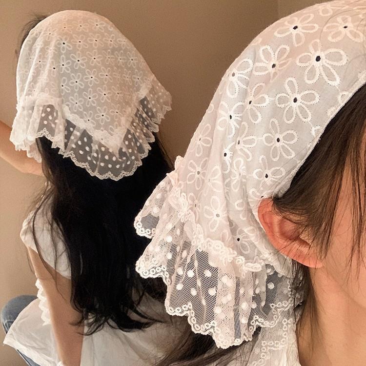 Retro Lace Trim Scarf Women Tr - Photography Triangle avis et prix