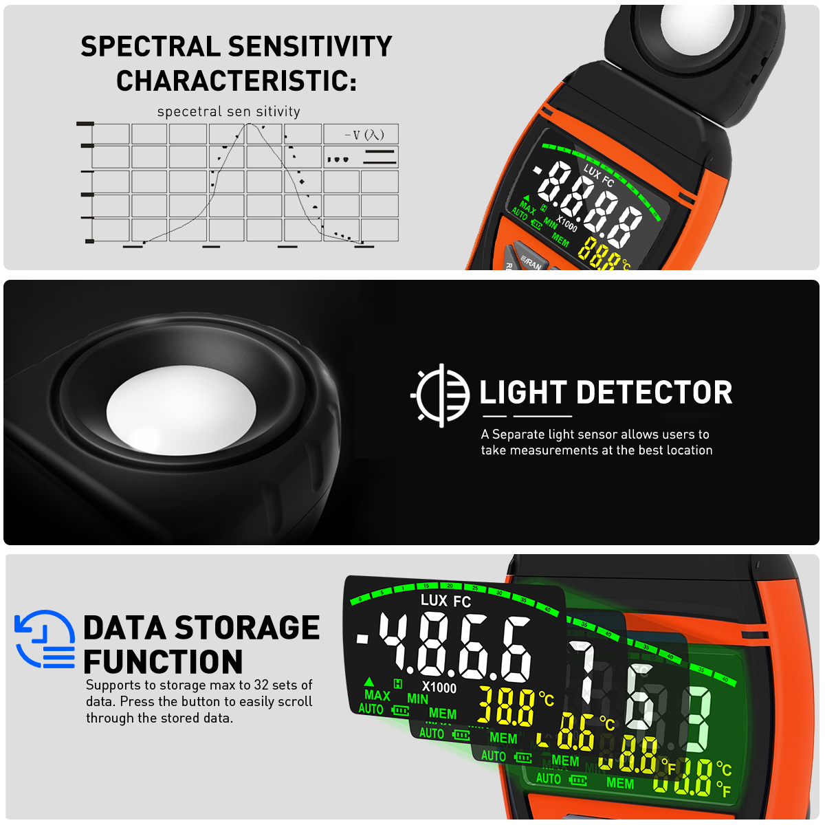 HOLDPEAK 8801A Light Meter 400 - Photography Hp avis et prix